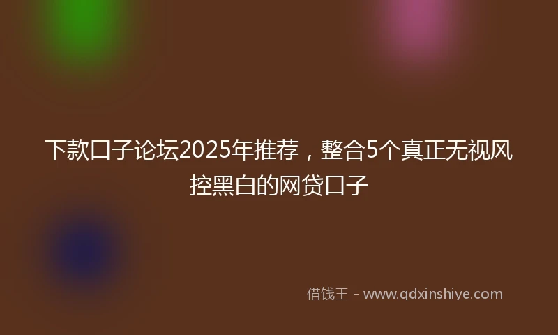 下款口子论坛2025年推荐，整合5个真正无视风控黑白的网贷口子