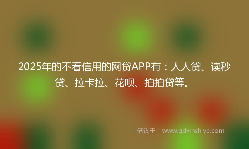 2025年的不看信用的网贷APP有：人人贷、读秒贷、拉卡拉、花呗、拍拍贷等。