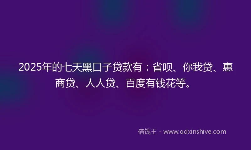 2025年的七天黑口子贷款有：省呗、你我贷、惠商贷、人人贷、百度有钱花等。