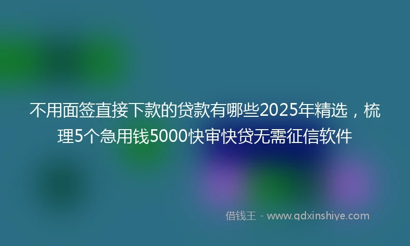 不用面签直接下款的贷款有哪些2025年精选,梳理5个急用钱5000快审快贷无需征信软件