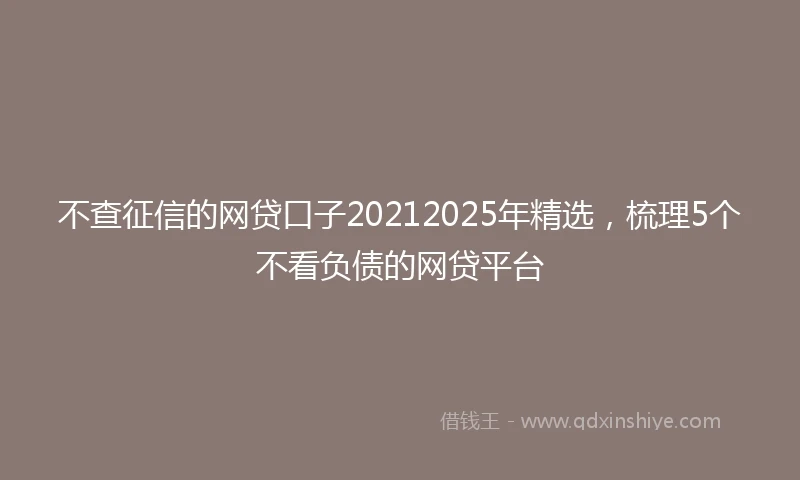 不查征信的网贷口子20212025年精选，梳理5个不看负债的网贷平台