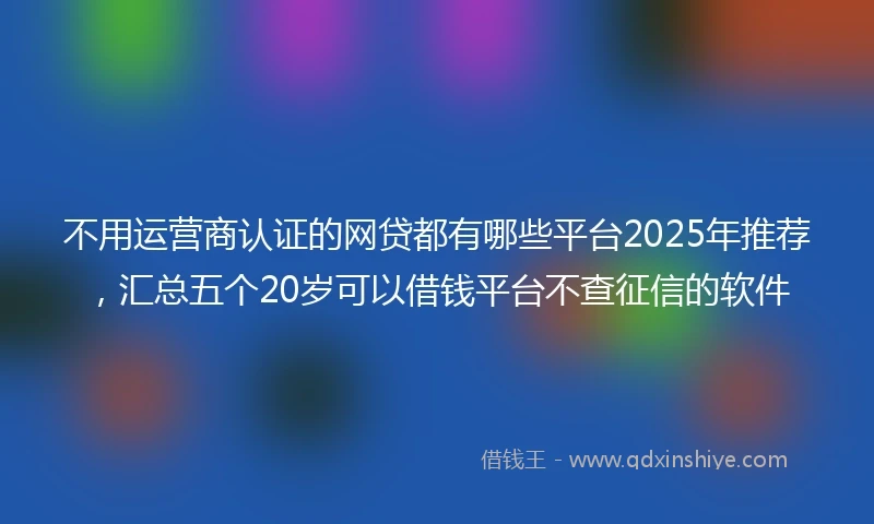 不用运营商认证的网贷都有哪些平台2025年推荐，汇总五个20岁可以借钱平台不查征信的软件