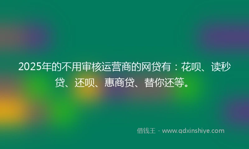2025年的不用审核运营商的网贷有：花呗、读秒贷、还呗、惠商贷、替你还等。