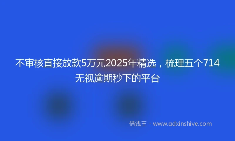 不审核直接放款5万元2025年精选，梳理五个714无视逾期秒下的平台