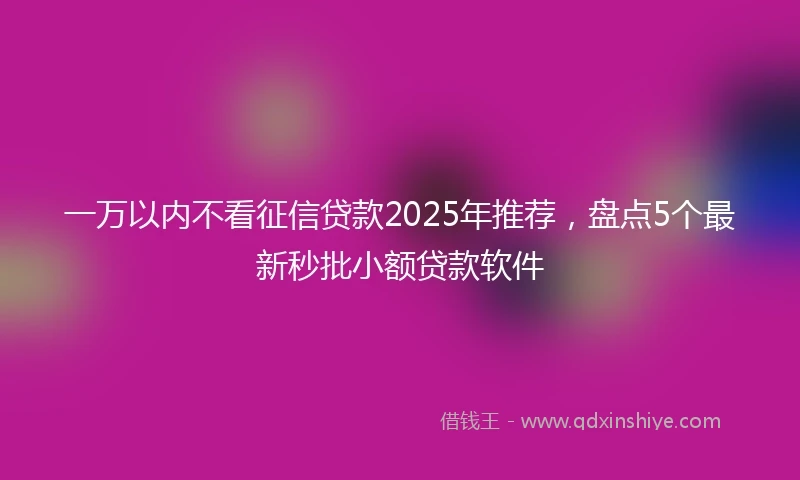 一万以内不看征信贷款2025年推荐，盘点5个最新秒批小额贷款软件