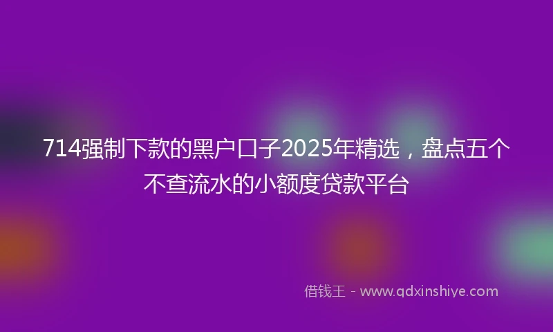 714强制下款的黑户口子2025年精选，盘点五个不查流水的小额度贷款平台