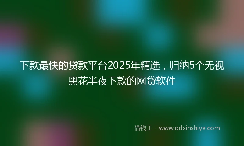 下款最快的贷款平台2025年精选，归纳5个无视黑花半夜下款的网贷软件