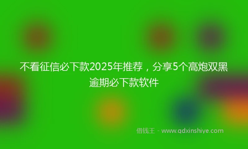 不看征信必下款2025年推荐，分享5个高炮双黑逾期必下款软件