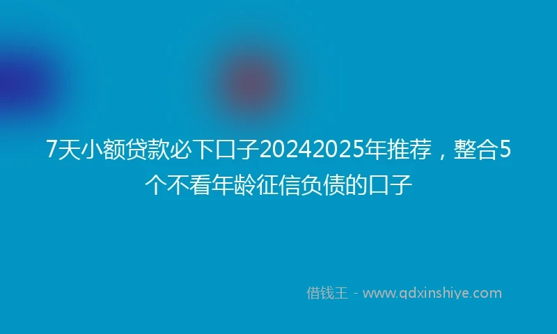 7天小额贷款必下口子20242025年推荐，整合5个不看年龄征信负债的口子