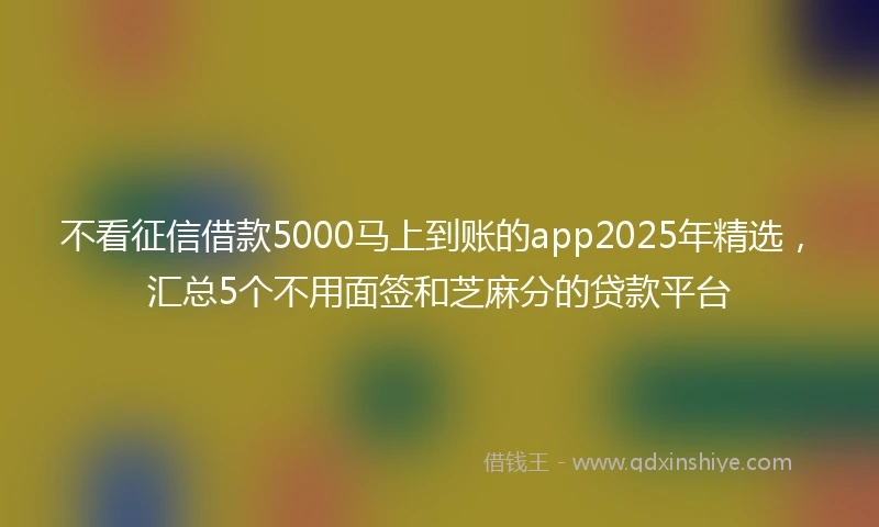 不看征信借款5000马上到账的app2025年精选，汇总5个不用面签和芝麻分的贷款平台