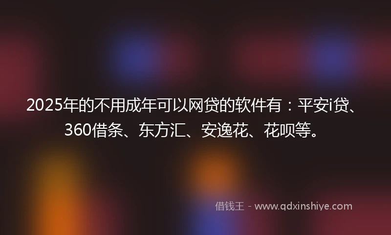 2025年的不用成年可以网贷的软件有：平安i贷、360借条、东方汇、安逸花、花呗等。