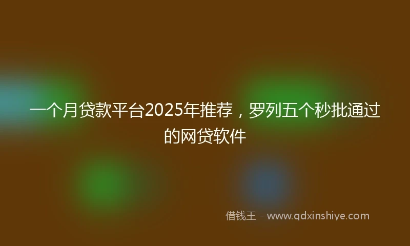 一个月贷款平台2025年推荐，罗列五个秒批通过的网贷软件