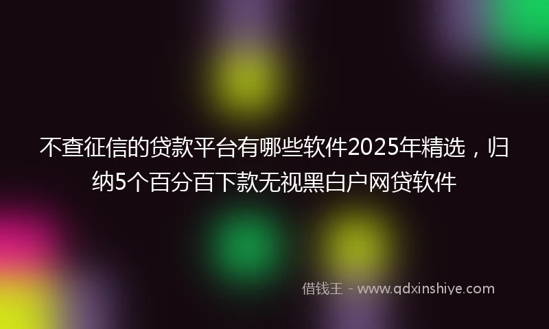 不查征信的贷款平台有哪些软件2025年精选，归纳5个百分百下款无视黑白户网贷软件