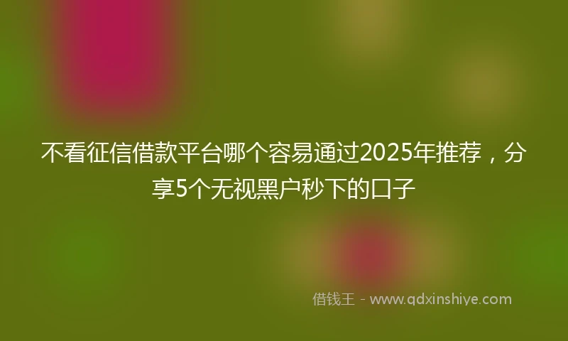 不看征信借款平台哪个容易通过2025年推荐,分享5个无视黑户秒下的口子