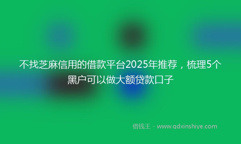 不找芝麻信用的借款平台2025年推荐，梳理5个黑户可以做大额贷款口子
