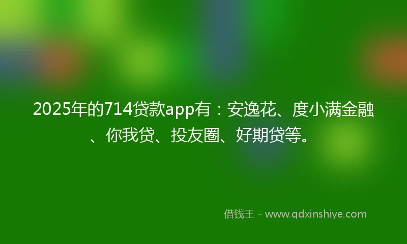 2025年的714贷款app有：安逸花、度小满金融、你我贷、投友圈、好期贷等。