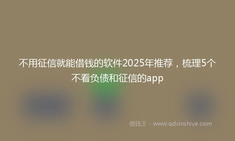 不用征信就能借钱的软件2025年推荐，梳理5个不看负债和征信的app