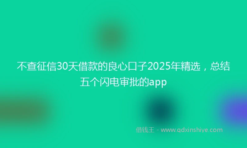 不查征信30天借款的良心口子2025年精选，总结五个闪电审批的app