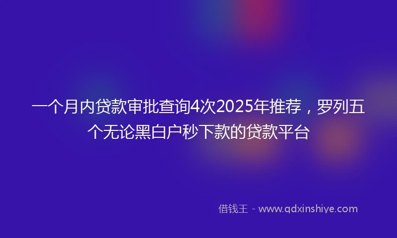 一个月内贷款审批查询4次2025年推荐，罗列五个无论黑白户秒下款的贷款平台