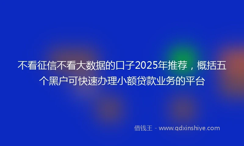 不看征信不看大数据的口子2025年推荐，概括五个黑户可快速办理小额贷款业务的平台