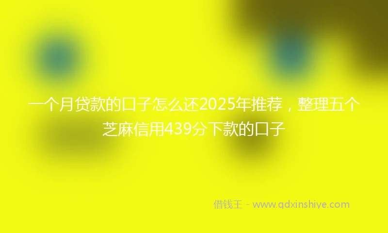 一个月贷款的口子怎么还2025年推荐，整理五个芝麻信用439分下款的口子