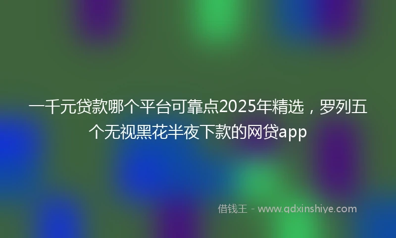 一千元贷款哪个平台可靠点2025年精选，罗列五个无视黑花半夜下款的网贷app