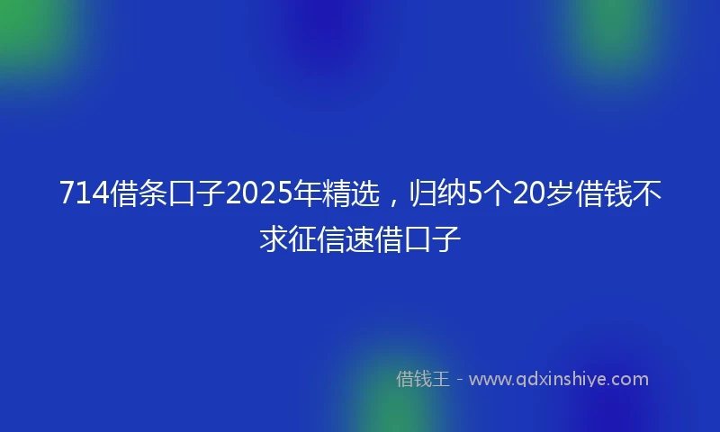 714借条口子2025年精选，归纳5个20岁借钱不求征信速借口子