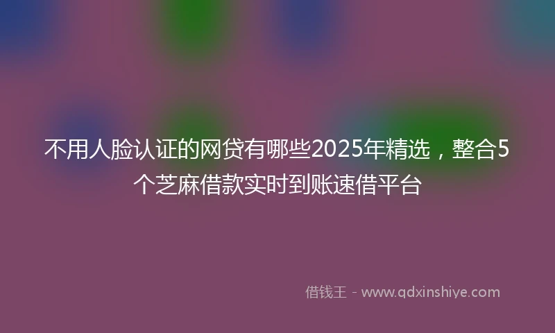 不用人脸认证的网贷有哪些2025年精选，整合5个芝麻借款实时到账速借平台