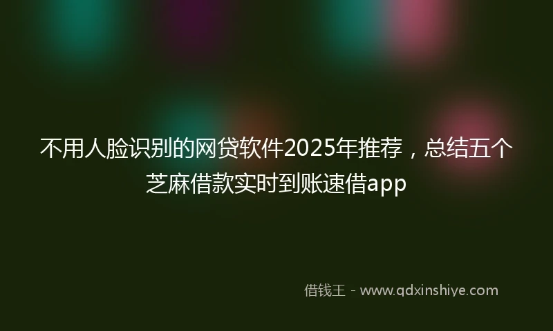 不用人脸识别的网贷软件2025年推荐，总结五个芝麻借款实时到账速借app