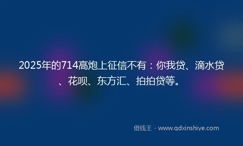 2025年的714高炮上征信不有：你我贷、滴水贷、花呗、东方汇、拍拍贷等。