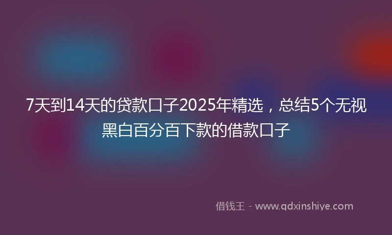 7天到14天的贷款口子2025年精选，总结5个无视黑白百分百下款的借款口子