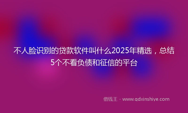 不人脸识别的贷款软件叫什么2025年精选，总结5个不看负债和征信的平台