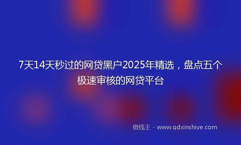 7天14天秒过的网贷黑户2025年精选,盘点五个极速审核的网贷平台