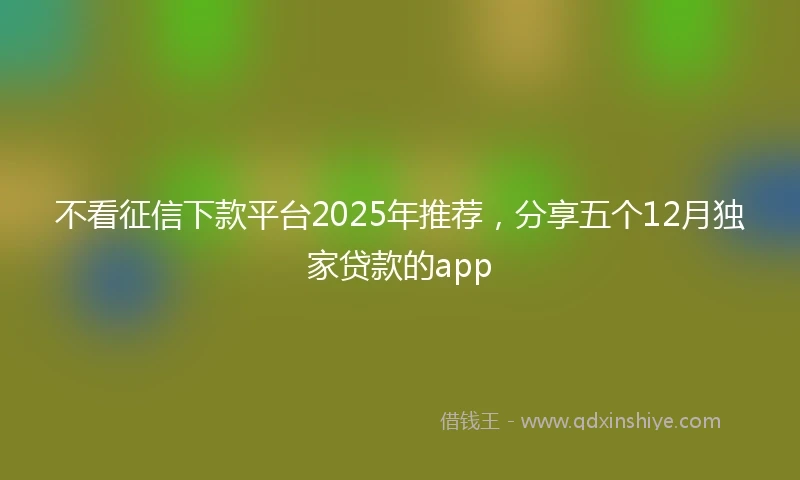 不看征信下款平台2025年推荐，分享五个12月独家贷款的app