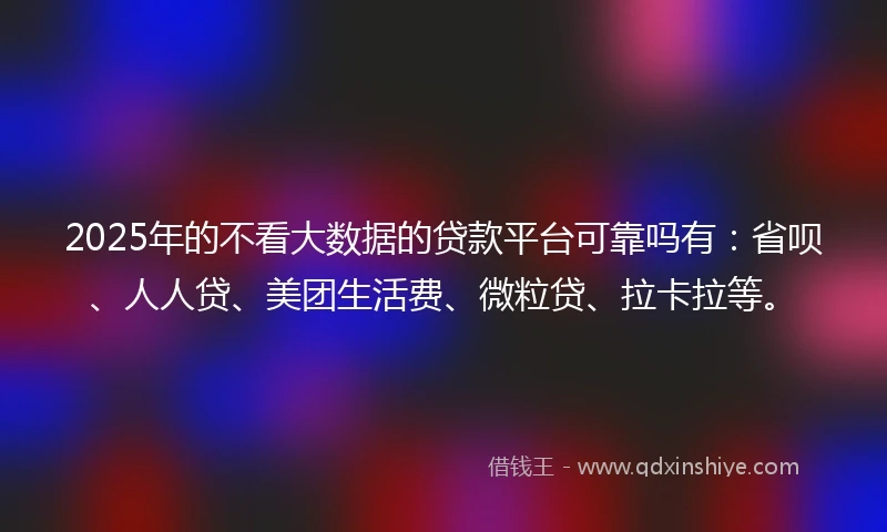 2025年的不看大数据的贷款平台可靠吗有：省呗、人人贷、美团生活费、微粒贷、拉卡拉等。