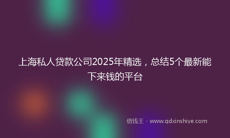 上海私人贷款公司2025年精选,总结5个最新能下来钱的平台