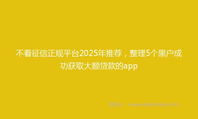 不看征信正规平台2025年推荐，整理5个黑户成功获取大额贷款的app