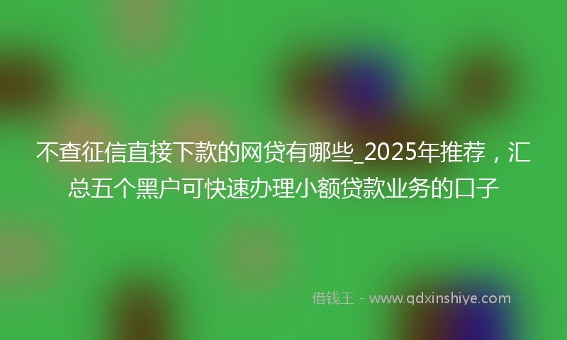 不查征信直接下款的网贷有哪些_2025年推荐，汇总五个黑户可快速办理小额贷款业务的口子