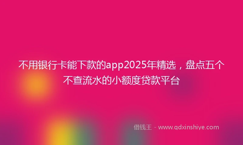 不用银行卡能下款的app2025年精选，盘点五个不查流水的小额度贷款平台