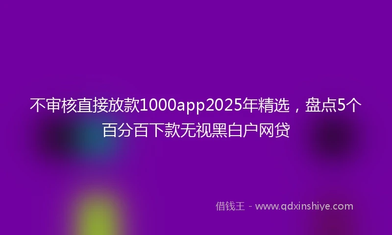 不审核直接放款1000app2025年精选，盘点5个百分百下款无视黑白户网贷