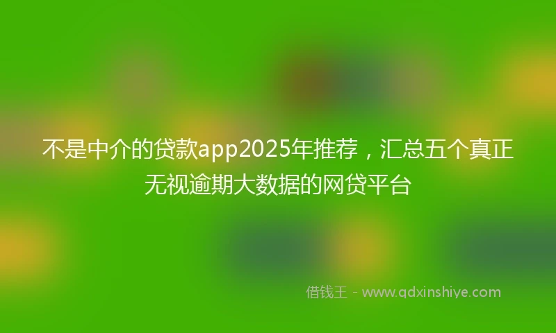 不是中介的贷款app2025年推荐，汇总五个真正无视逾期大数据的网贷平台