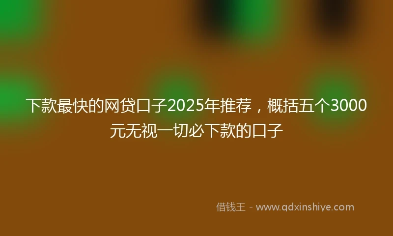 下款最快的网贷口子2025年推荐，概括五个3000元无视一切必下款的口子