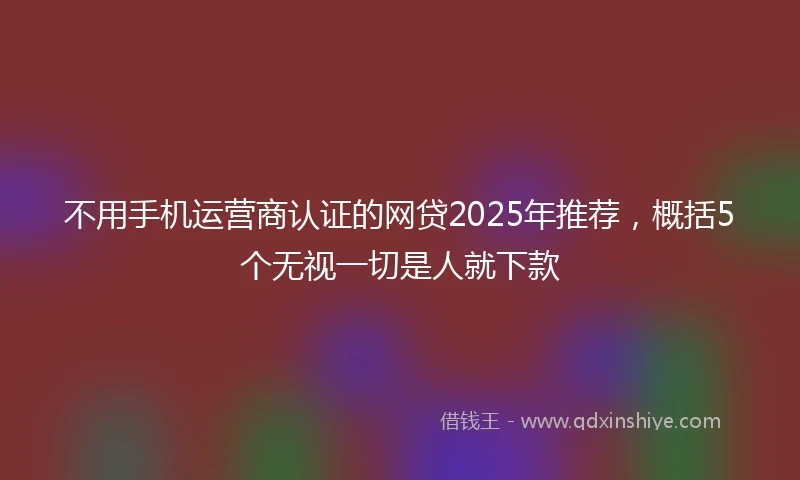 不用手机运营商认证的网贷2025年推荐，概括5个无视一切是人就下款