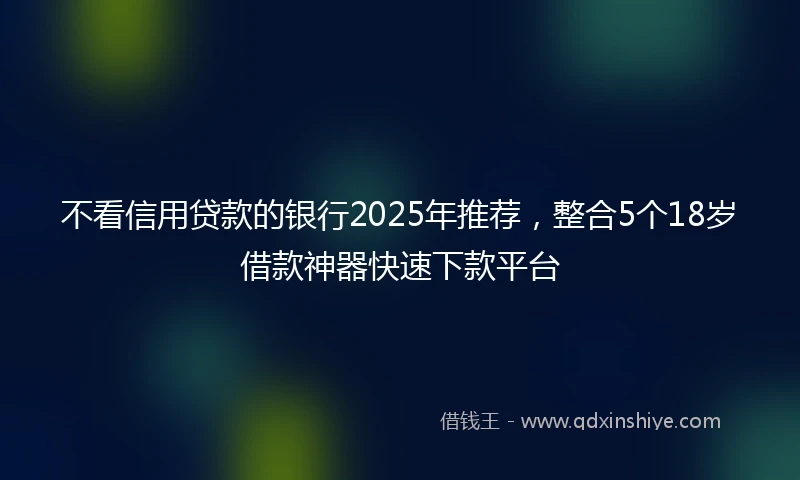 不看信用贷款的银行2025年推荐，整合5个18岁借款神器快速下款平台