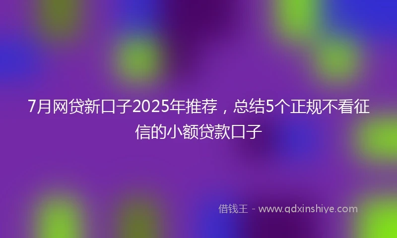 7月网贷新口子2025年推荐，总结5个正规不看征信的小额贷款口子
