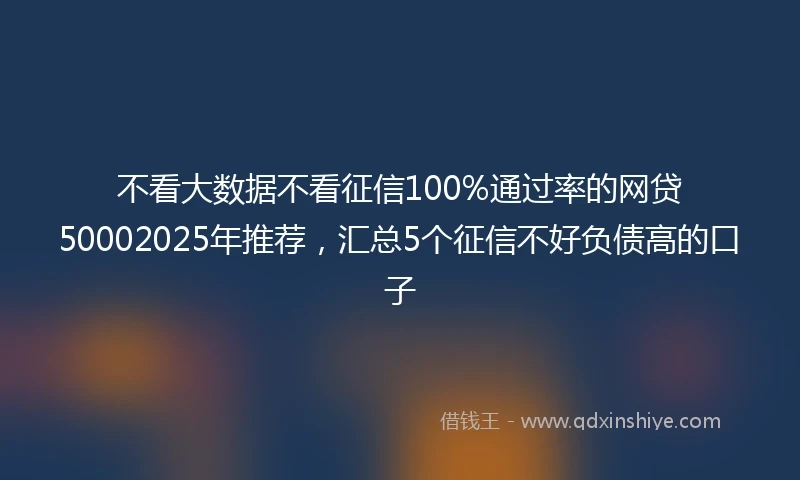 不看大数据不看征信100%通过率的网贷50002025年推荐，汇总5个征信不好负债高的口子
