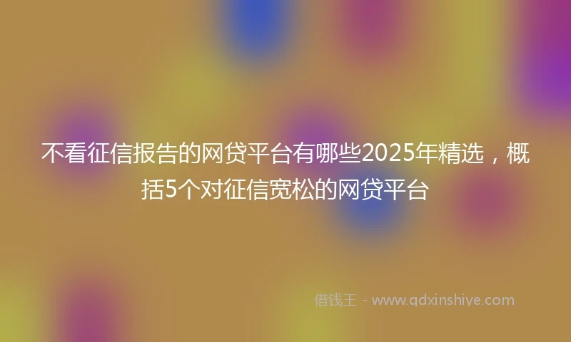不看征信报告的网贷平台有哪些2025年精选，概括5个对征信宽松的网贷平台