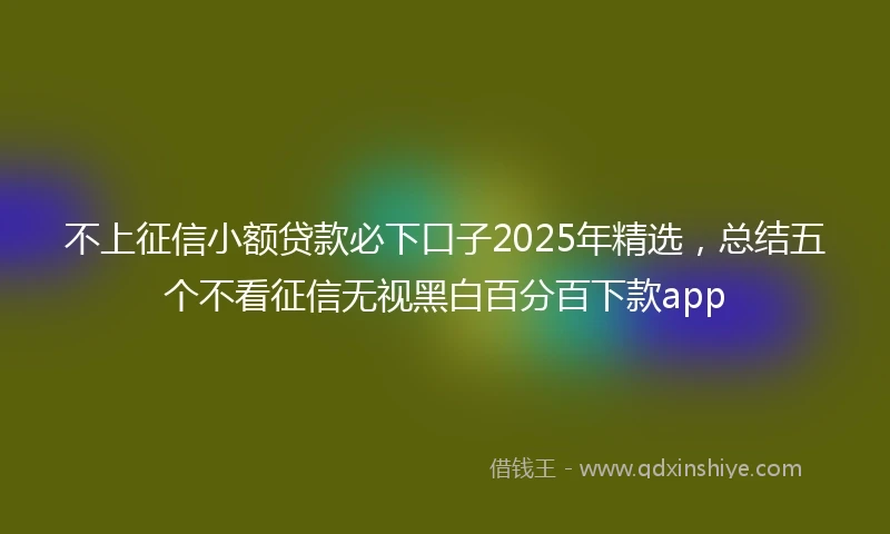 不上征信小额贷款必下口子2025年精选，总结五个不看征信无视黑白百分百下款app
