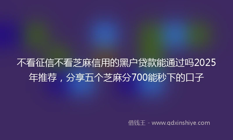 不看征信不看芝麻信用的黑户贷款能通过吗2025年推荐，分享五个芝麻分700能秒下的口子