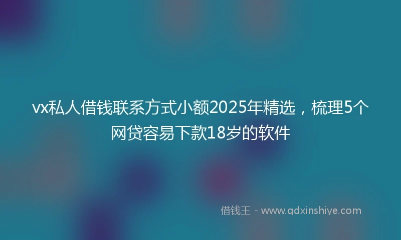 vx私人借钱联系方式小额2025年精选，梳理5个网贷容易下款18岁的软件